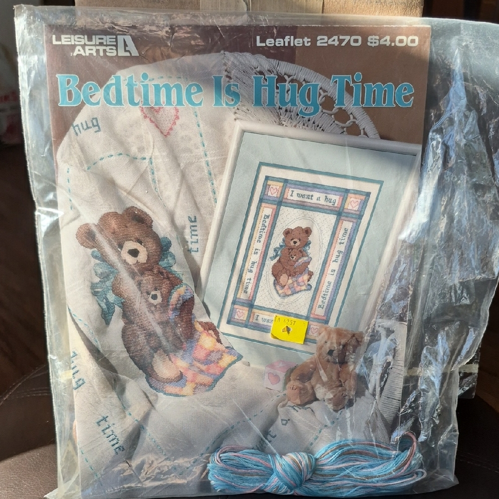 Leisure Arts Bedtime Bear Cross Stitch Kit - Brown and Blue